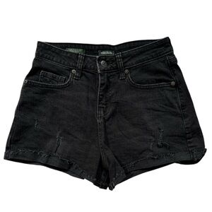 Black High Rise Denim Shorts